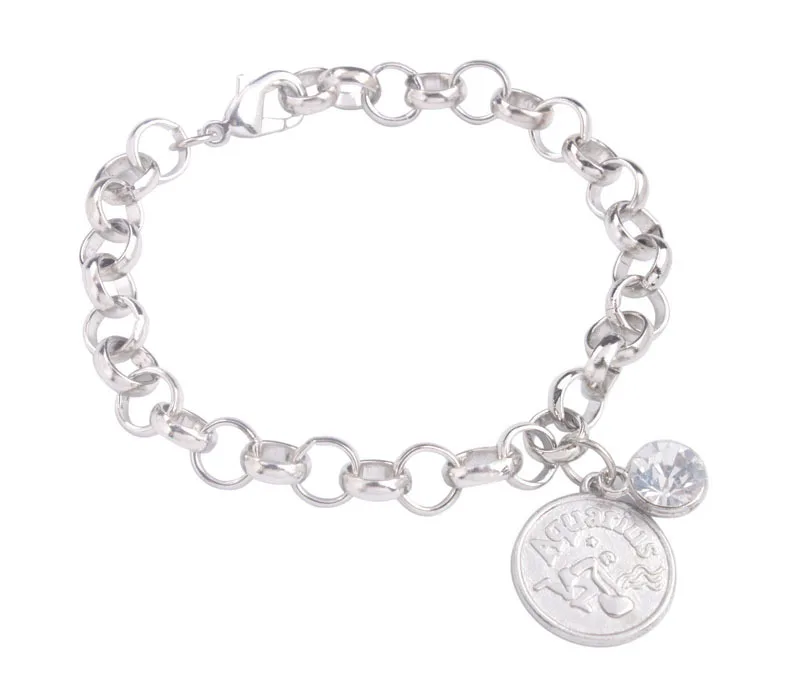 Whole Sales 6Pcs Fashion Silver Tone Zodiac Rhinestone Charm Chain