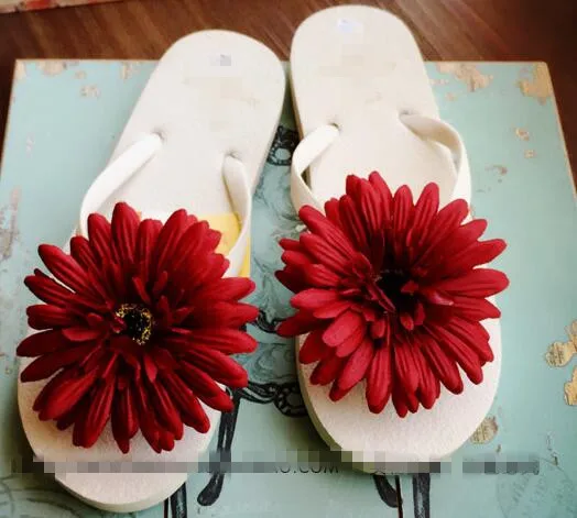 Женские тапочки HAHA Flower обувь ручной работы повседневные сандалии с красными