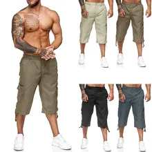 Тонкие летние мужские камуфляжные на открытом воздухе с несколькими карманами эластичная талия до середины икры Спортивная одежда Мужские Брюки Карго спортивные штаны