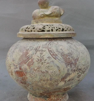 

Antiques Old Chinese Dynasty Redbronze Elephant Buddha Bottle Tank Pot Jar Crock