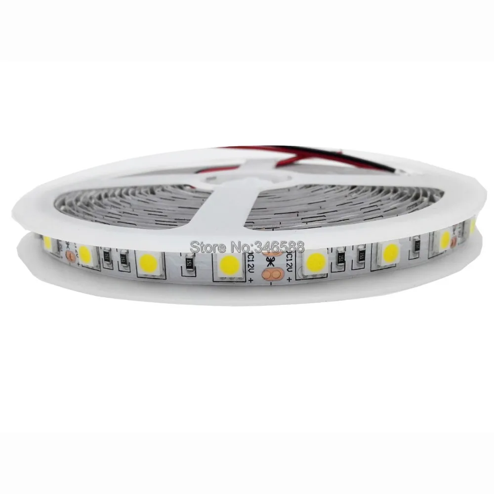 DC12V 5M 5050SMD 60 Светодиодный/M 300 светодиодный s натуральный нейтральный белый 4500 K-5000 K гибкая светодиодная лента, опционально IP20/IP65/IP67 водонепроницаемый