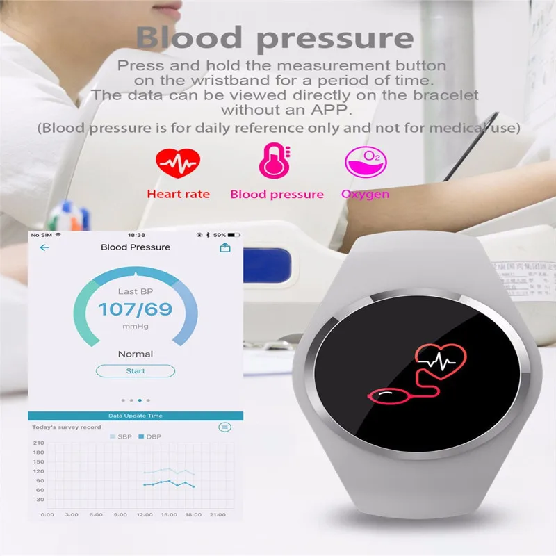 Смарт-часы для фитнеса женское устройство для бега монитор сердечного ритма кровяное давление Bluetooth шагомер сенсорные умные спортивные