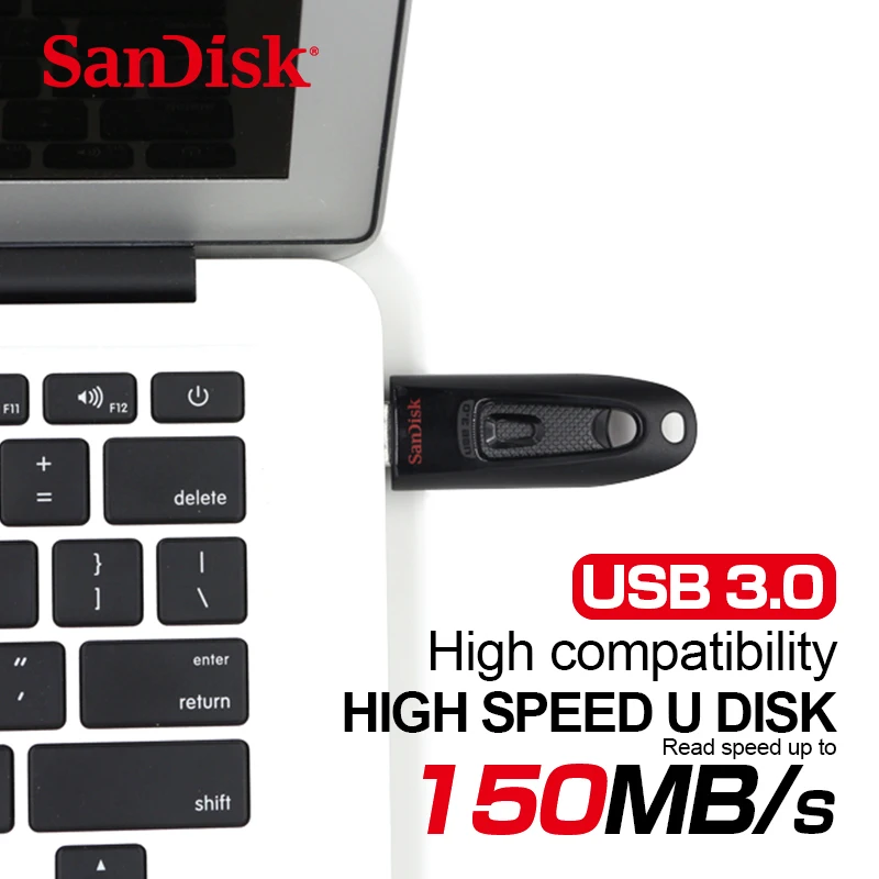 Флеш-накопители USB SanDisk, флеш-накопители, 16 ГБ, 32 ГБ, 64 ГБ, 128 ГБ, 256 ГБ, флеш-накопитель USB 3,0, флешка, флешдиск, USB ключ, u-диск для ПК