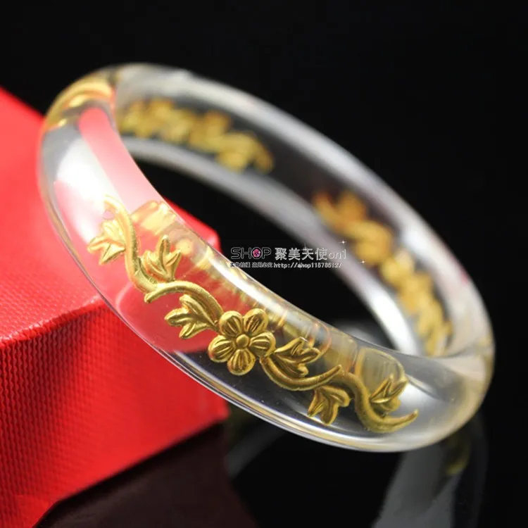 

24K crystal with gold bracelet, dragon, Phoenix, plum, crystal, dollar bracelet, white crystal gift