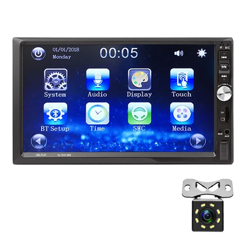 MP5 with 8 led cam Радио автомобиля Bluetooth FM AUX USB Авто Аудио плеер Зеркало Ссылка для Andriod 2 DIN Авторадио с заднего вида камера Дистанционное управление - Цвет: MP5 with 8 led cam