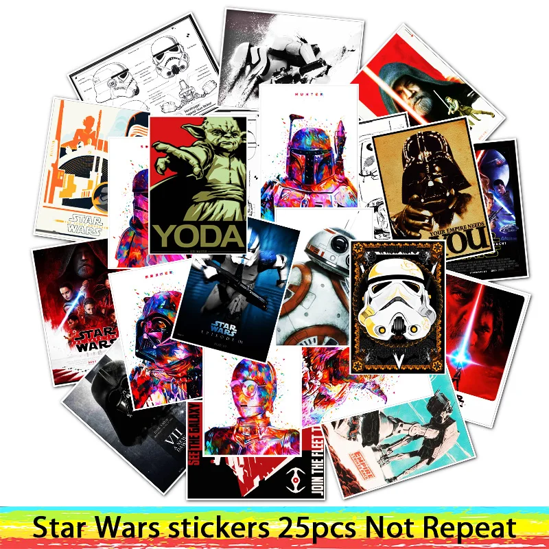 

25pcs Mixed Star Wars Stickers New hope/The return of the jedi/the Force Awakening for Motorcycle Luggage Funny Decals