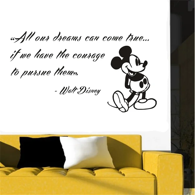 POOMOO Wall Stickers Mickey Mouse Wall Decals Quote Dreams Art Vinyl Sticker Kids Nursery Decor 3