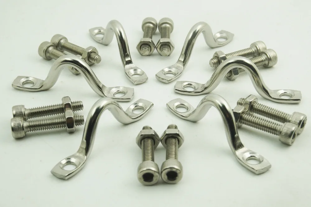 4Pcs Stainless Steel Bimini Top Strap, Pad Eye,Footman's Loop for Jeep