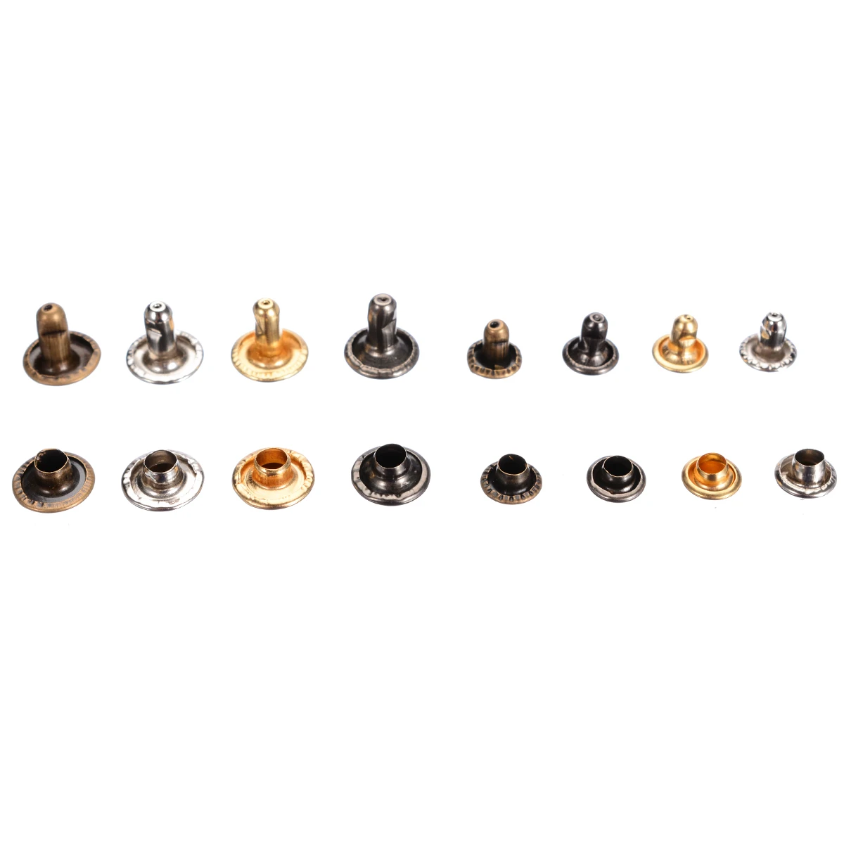 240 Sets Leather Craft Double Cap Repairing Rivets Tubular Snaps Fastener Button Press Metal Studs Fixing Tools Kit
