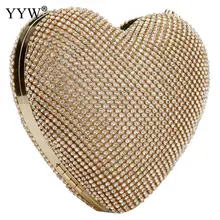 Роскошные вечерние сумки с бриллиантами в форме сердца, золотой клатч, кошелек, женские Стразы, сумка для банкета, женский клатч, 3 цвета, новинка