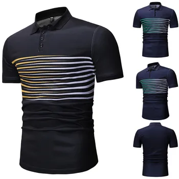 

KLV 2019 NEW Men's Spring Winter Stand Collar Fashion Casual Short Sleeve Button Slim Tops 12.18