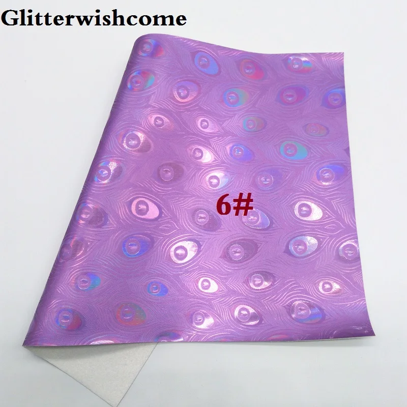 6 Glitterwishcome 21X29 см A4 размер винил для бантов тисненый хвост павлина кожа Fabirc искусственная кожа листы для бантов, GM242A - Цвет: 6