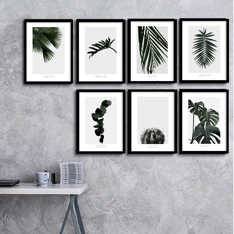 

2017 New Deep Green Leaf Poster Paints Print Canvas Modern Painting Print oil painting for kids room home decor JN