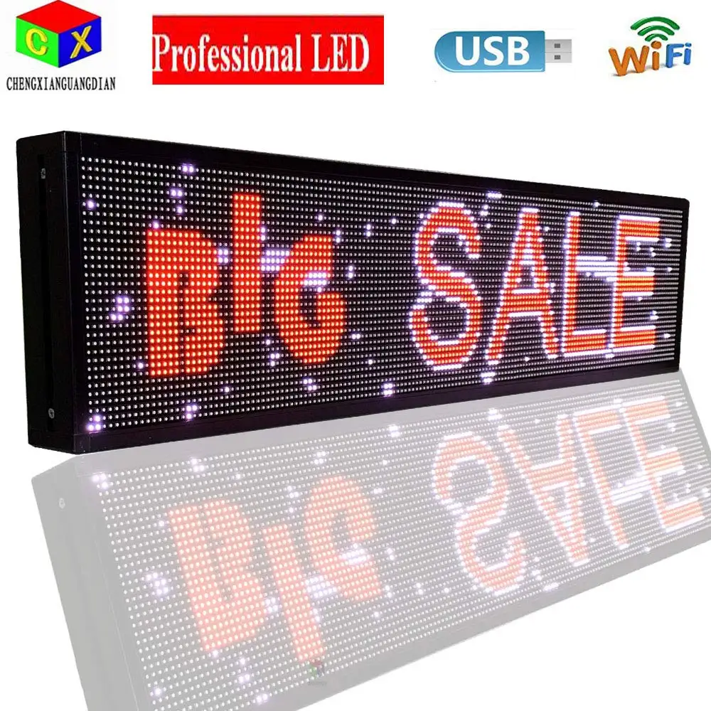 Светодиодный дисплей 40x9 дюймов Programmable outdoor 7 color rolling advertising led sign display Wifi 6000