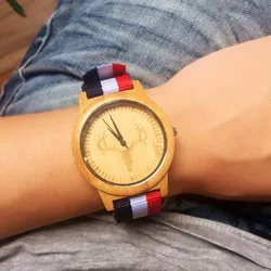 2018 Новый aismei красочные лицо Дизайн древесины бамбука Часы Кварц Деревянные Наручные часы Пояса из натуральной кожи Для мужчин Для женщин