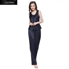 LilySilk пижама женская шелковая костюм белье Шелк Дамы Элегантный 22 Momme Бретели Установить Ночная