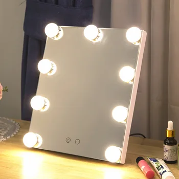 

LED Makeup Light Mirror Beauty Hollywood 9 Lamps espelhos Cosmetic Table Vanity Mirror led maquillage Warm Cold Light lusterko
