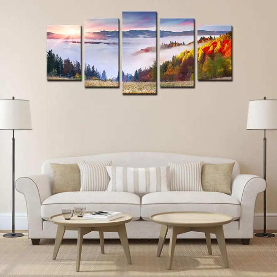 Hanging Painting Landscape Unframed Modern Art Oil Painting Print Canvas Picture Wall Room