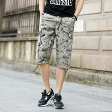 Лидер продаж, мужские шорты, однотонные, с несколькими карманами, Карго, Короткие повседневные свободные брюки, большие размеры 28-44, мужские хлопковые шорты