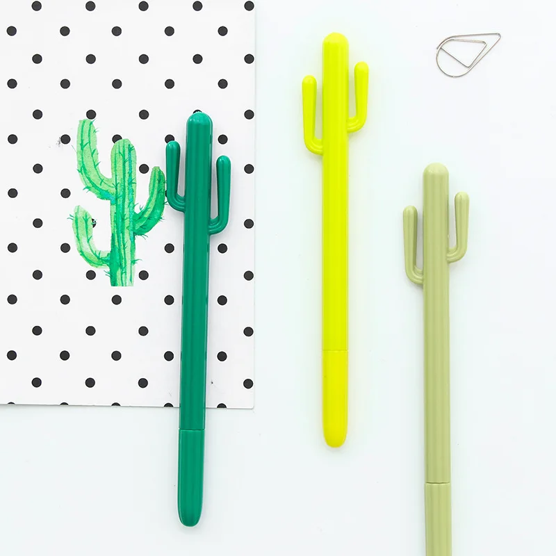 

60 pcs/Lot Cactus gel pen 0.5mm ballpoint pen black color Stationery office accessories school supplies Canetas escolar FB296