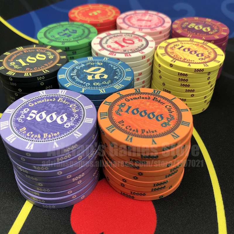 

Italy Rome Old Clock Ceramic Poker Chips 39*3mm Casino Token Pocker Chips 10pcs Roma Style