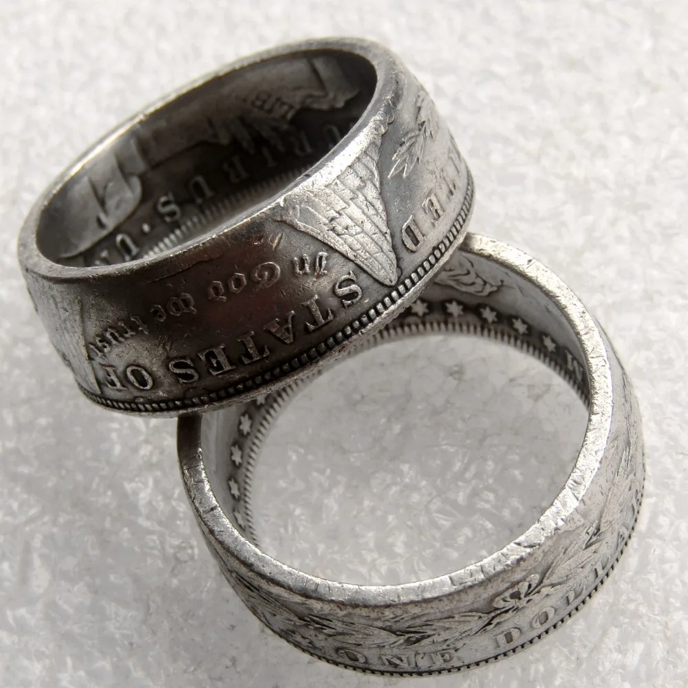 

Morgan Silver Dollar Coin Ring 'Eagle' Silver Plated Handmade In Sizes 8-16