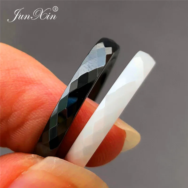 

Black/White Rhombus Ceramic Ring Simple Thin Finger Ring High Quality Titanium Steel Ring For Women Men Vintage Wedding Jewelry