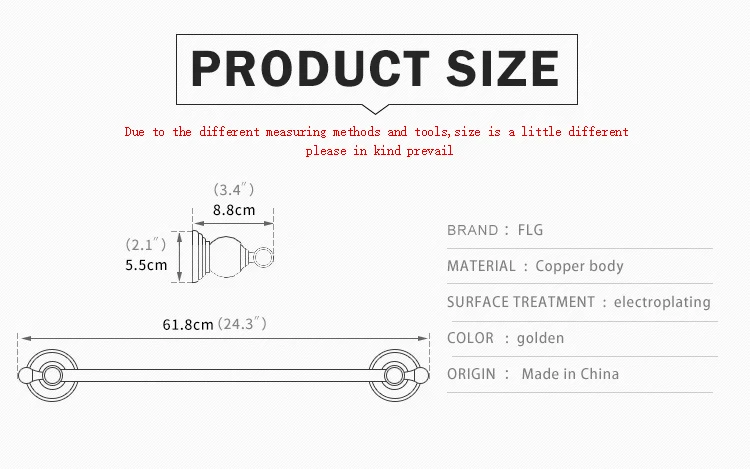 FLG все медь золото кристалл вешалка для полотенец, полка в ванной для полотенец, один Золотой полотенец бар, полотенцесушитель