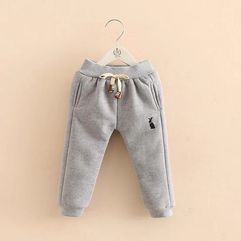 Осенне-зимние теплые штаны для детей Новинка года, хлопковые спортивные штаны с рисунком для мальчиков спортивные штаны для девочек детские штаны для детей возрастом от 2 до 7 лет - Цвет: grey