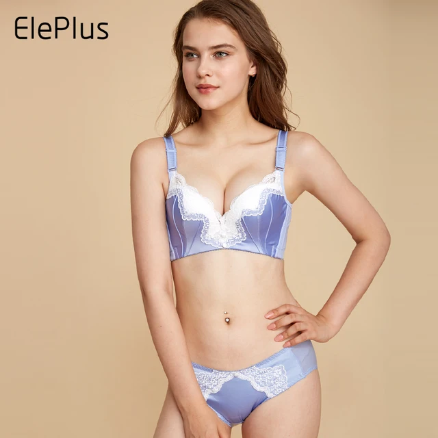 Eleplus Small Size Bra Set A B Cup Bras and Free Size Panties Lace Soft
