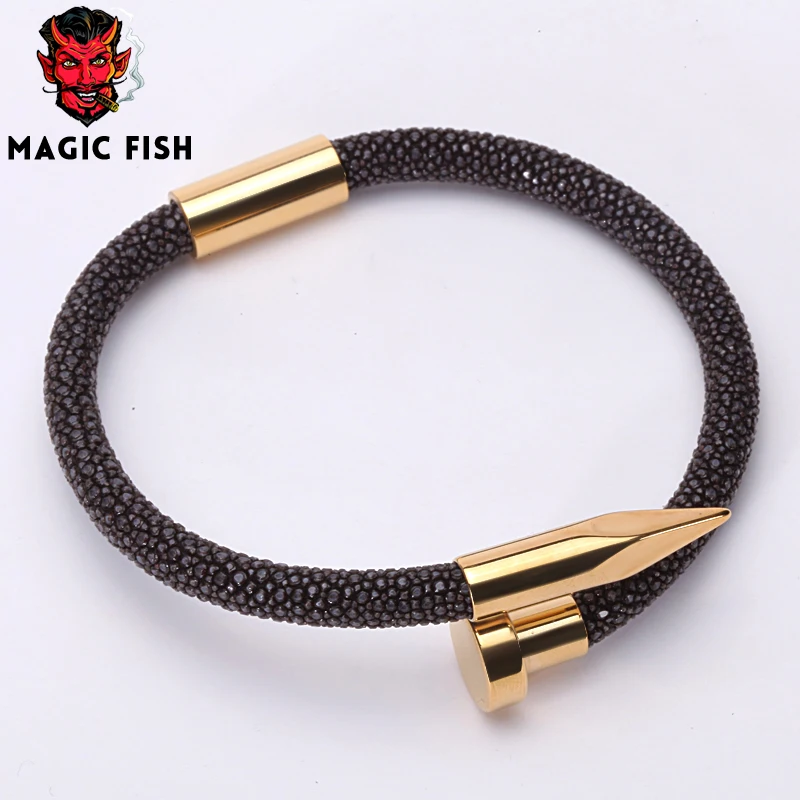 Браслет Magic Fish Man 6 мм кожаный браслет из нержавеющей стали с магнитной