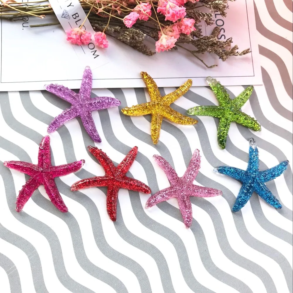 

10pcs/lot flat back Resin starfish charms phone protection DIY resin necklaces accessories cabochons pendant