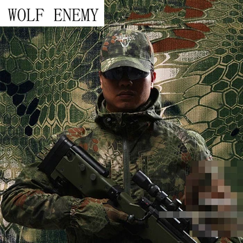 

Python Grain Camouflage Hunting Jacket Mens Tactical Airsoft Paintball Camping Outdoor Sports Coat Overcoat