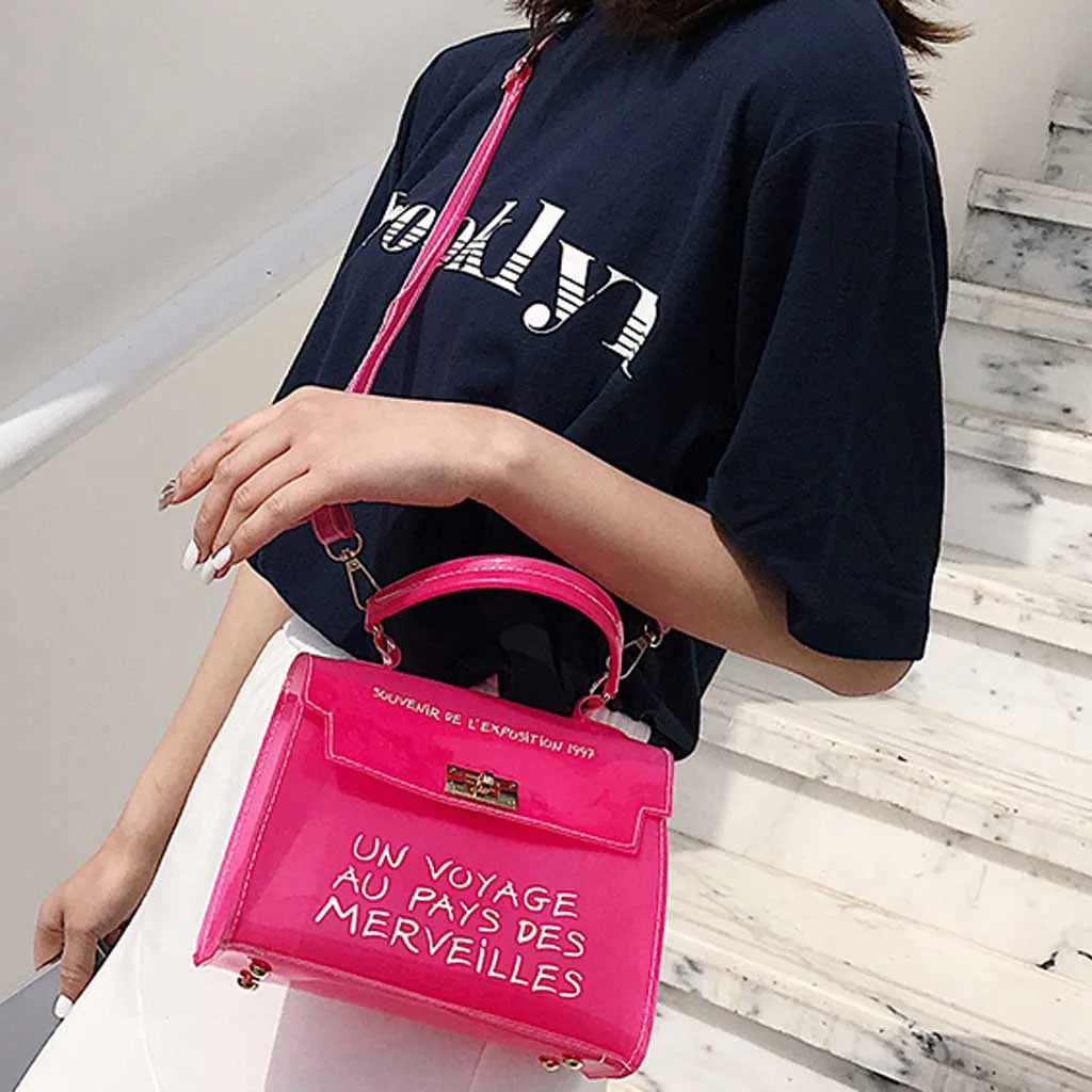 

Women's Handbags Jelly Transparent Bags 2019 New Arrival Shoulder Messenger Bags Women Girls Solid Color Handbag bolsa feminina