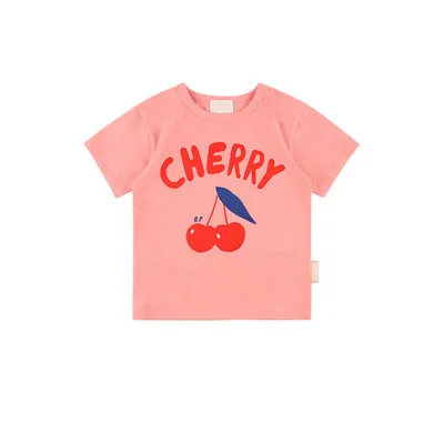 EnkeliBB, очень милая летняя футболка для маленьких мальчиков и девочек Футболка с рисунком мороженого и банана для маленьких девочек, модные топы, детские футболки - Цвет: Pink