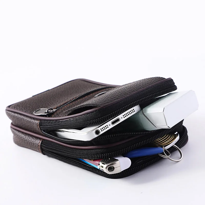 

Hot Men Wasit Bag PU Leather Zipper Card Holder Multi Pouch for Outdoor Travel Camping Hiking Cycling BVN66