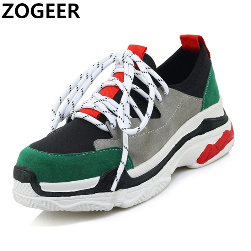 

Plus size 46 2019 Spring Women Casual Shoes Platform White Sneakers Lace-Up Sewing Wedges Lover Shoes for Women Zapatos Mujer