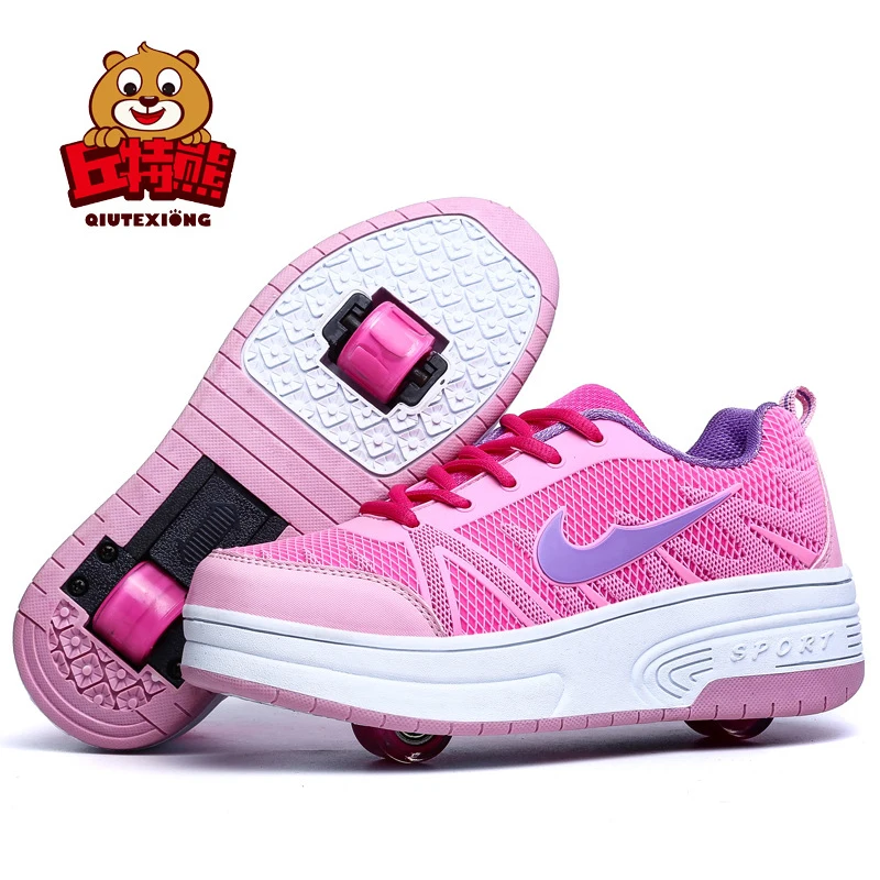 

Children Shoes with Wheels Boys and Girls Two Wheels Kids Sneakers 2018 Spring Autumn Boys Sneakers Outdoor Girls Shoes Pink