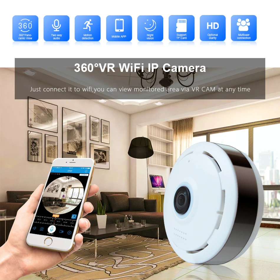 Fisheye mini camera Looline 360 degree Home security wifi camera panoramic Looline