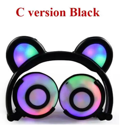 Кошачьи наушники светящиеся наушники с кошачьими ушками стерео 3,5 мм Проводная игровая гарнитура для ПК геймера мобильный телефон SP4 xbox ONE ноутбук - Цвет: C BLACK