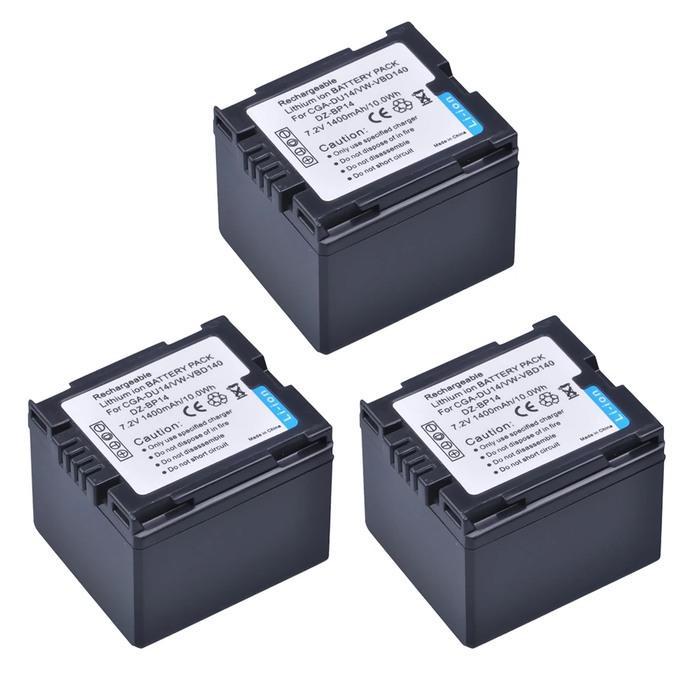PowerTrust 3Pc 7.2V 1400mAh CGA DU14 CGA DU14 Camera Battery for