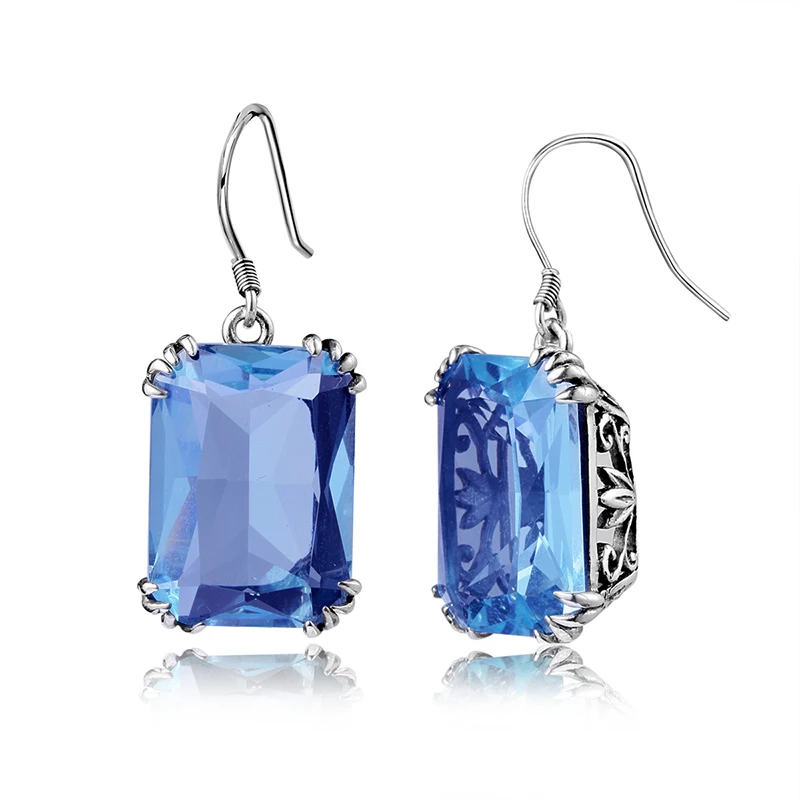 

Fine Jewelry 925 Sterling Silver Earrings Fashion Women Party Eardrops Trendy Created Precious Stone Wedding Earrings Jewelry