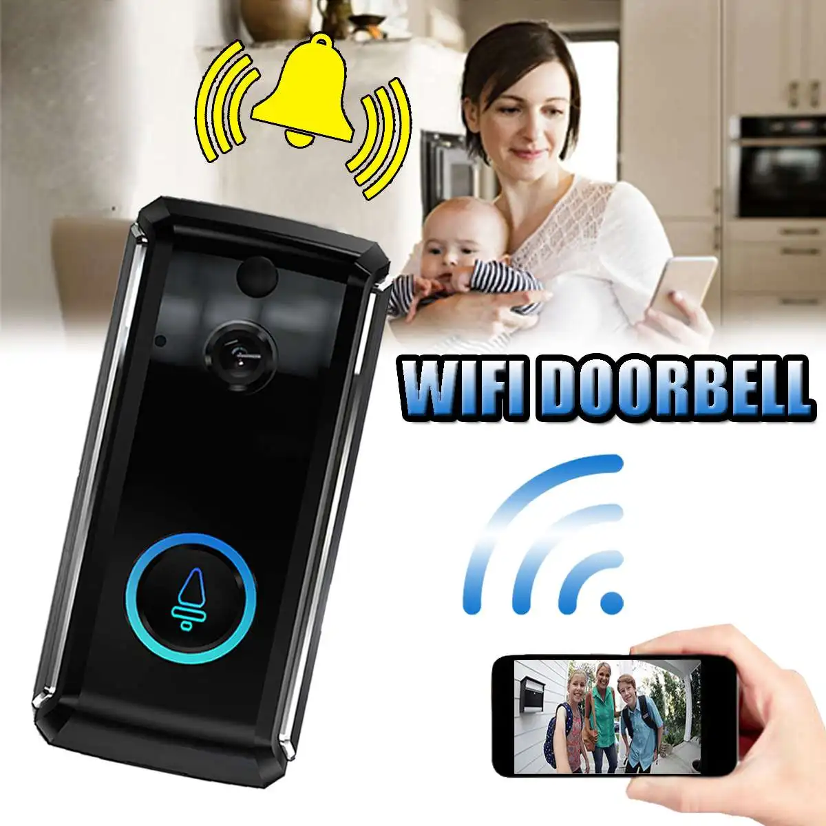 

MR108 Smart Wifi Video Doorbell Wireless Two-way Intercom Video APP Phone Door Bell IP Camera PIR Alarm Home Security Camera