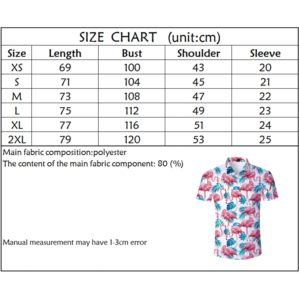 Мужские летние рубашки с короткими рукавами и принтом Фламинго новые пляжные повседневные тонкие дышащие удобные топы Гавайского стиля