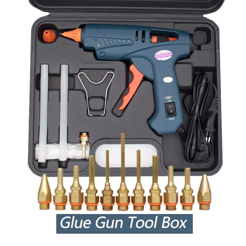 Pistola de Cola Caixa de Ferramentas Bocal de Cobre para 11mm Quente Melt Eua on – Off Interruptor Cola Vara Artesanato Casa Faça Você Mesmo Adesivo Pistola 100 w ue