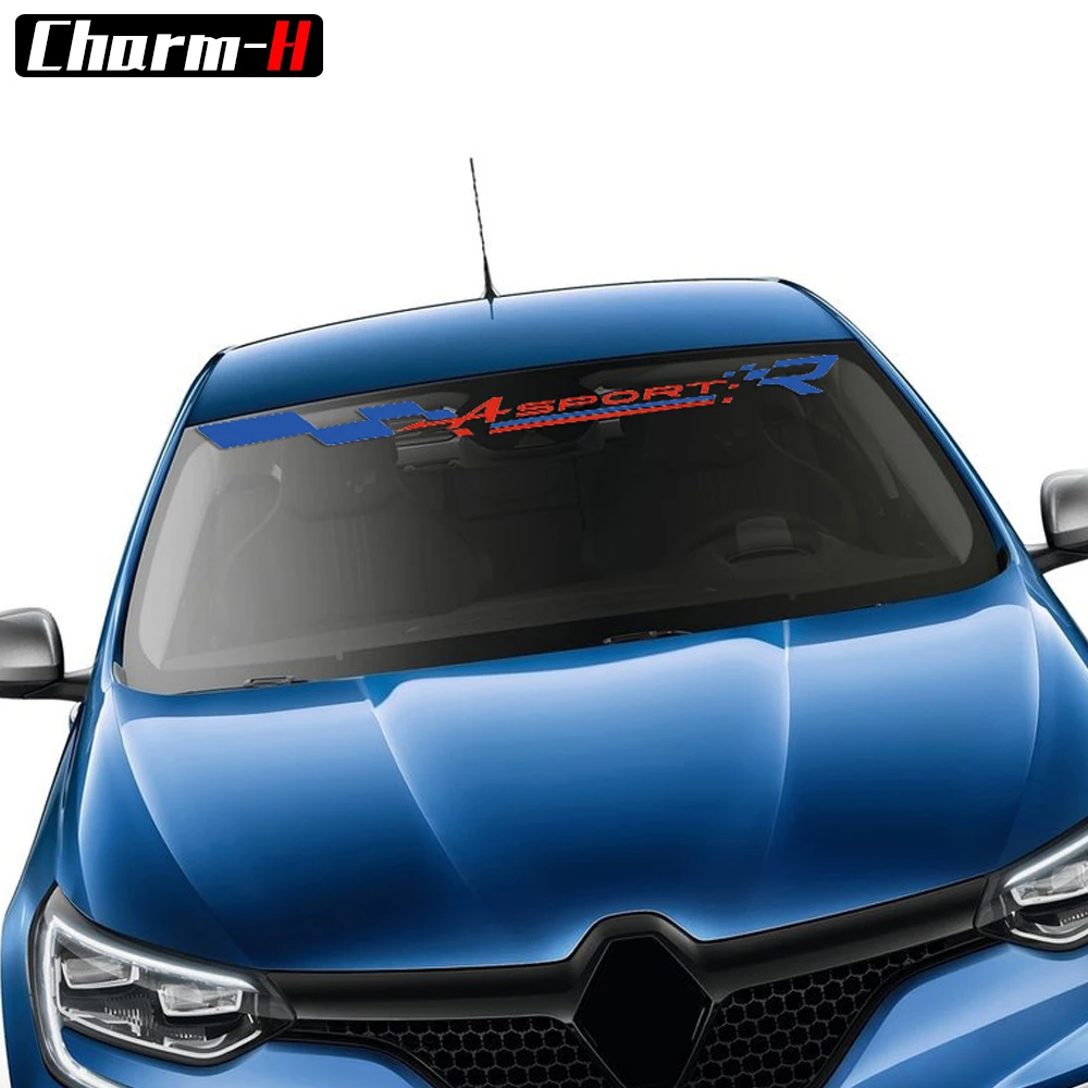 1 Piece Front Window Windsheild Logo Banner Vinyl Decal Stickers for Renault Clio R.S Twingo Megane Captur Sun Visor Stickers