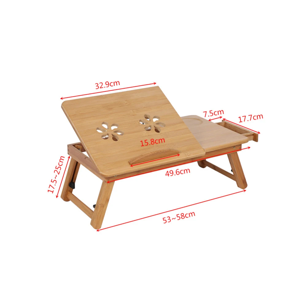 Portable Bamboo Laptop Desk Table Folding with Drawer