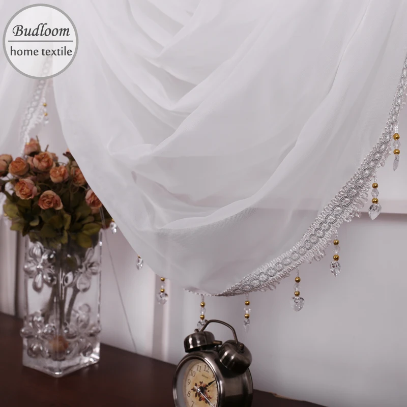 Budloom swag curtains for kitchen sheer valance curtain ...