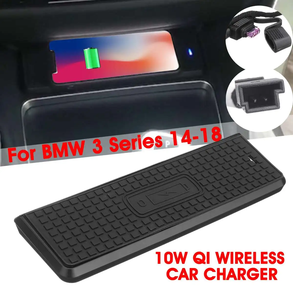 

For BMW 3 Series 14-18 Car 10W Qi Wireless Fast Charging Case Charging Panel Car Charger Phone Holder For iPhone 8/X/XSmax