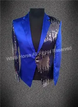 Blue and Red blazer Shining Jacket Made in China One Button Men Stage jacket Sequin Blue Men Stage wear